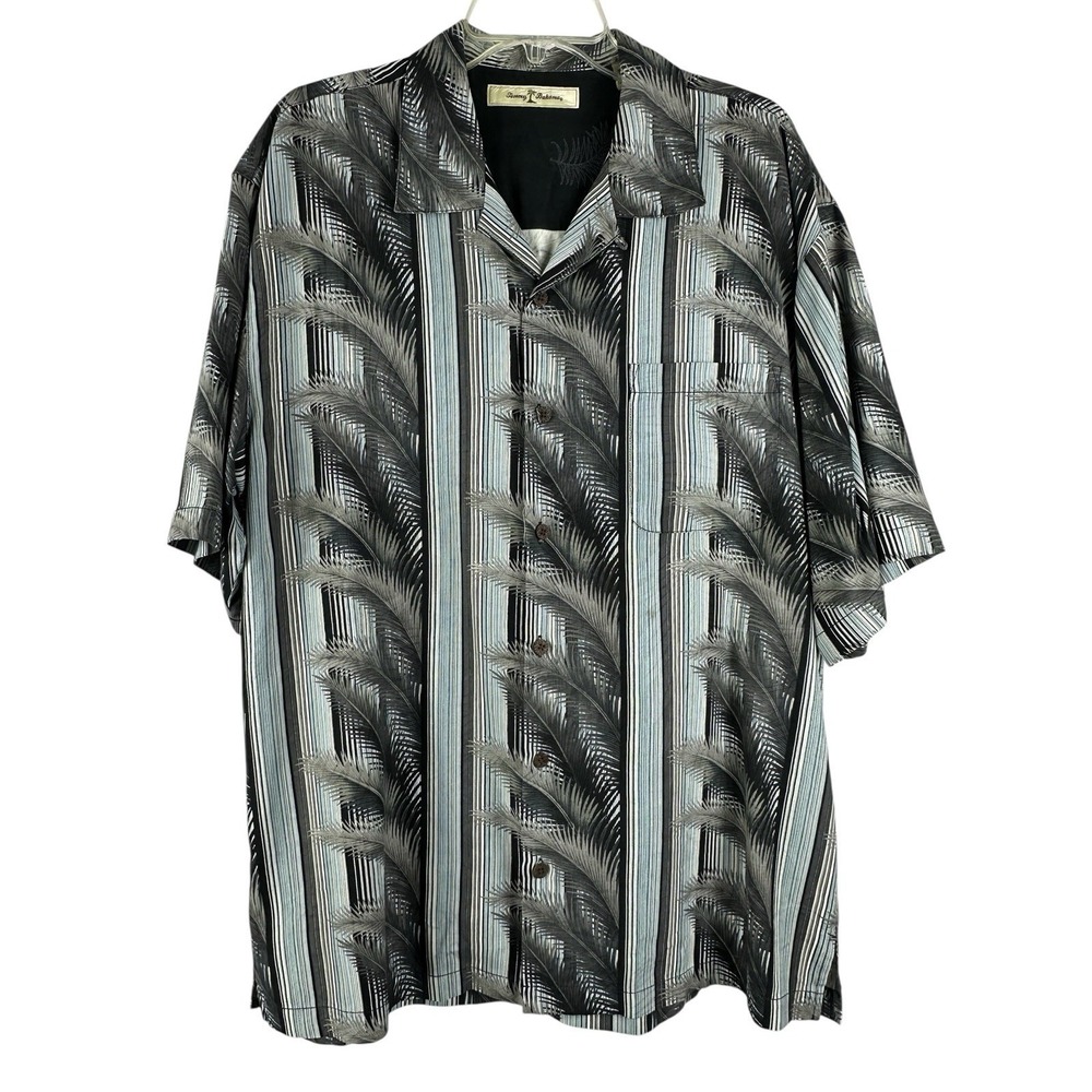 Tommy Bahama Mens Large Silk Camp Collar Cigar Button Up Hawaiian Shirt